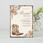 Western Cowboylaarzen Foto QR Code Bruidsfeest Kaart (Staand voorkant)