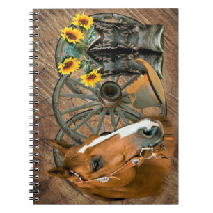 Western Cowboylaarzen Wagenwiel Zonnebloemen Weste Notitieboek