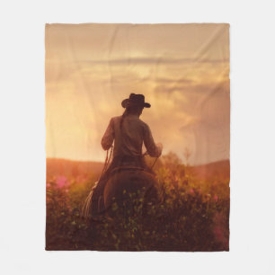 western cowboyportret fleece deken