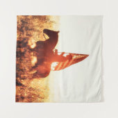 Western - cowboyportret met Amerikaanse vlag Wandkleed (Voorkant (horizontaal))