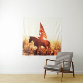 Western - cowboyportret met Amerikaanse vlag Wandkleed (In situ)