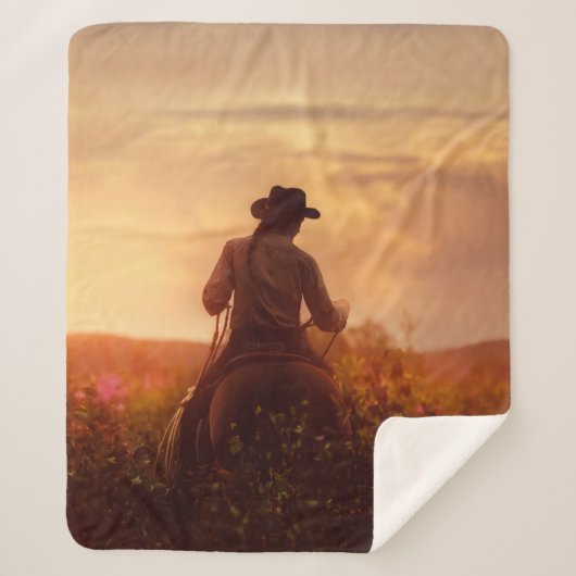 western cowboyportret sherpa deken (Voorkant)