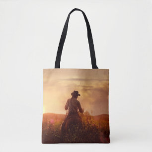 western cowboyportret tote bag