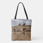 Western Cowboys with Longhorn Cattle Tote Bag (Achterkant)