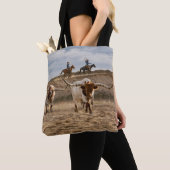 Western Cowboys with Longhorn Cattle Tote Bag (Dichtbij)