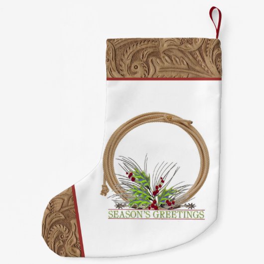 Western cowboytouw en spurs faux leer kleine kerstsok (Achterkant)