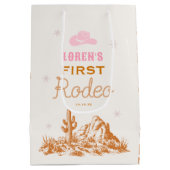 Western Cowgirl 1st Rodeo Birthday Medium Cadeauzakje (Achterkant)