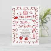 Western Cowgirl 30th Birthday Invitation Kaart (Staand voorkant)