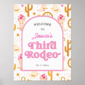 Western Cowgirl 3rd Rodeo Third Birthday Welcome Poster (Voorkant)
