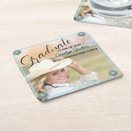 Western Cowgirl Afstuderen Fotopapier Onderzetter