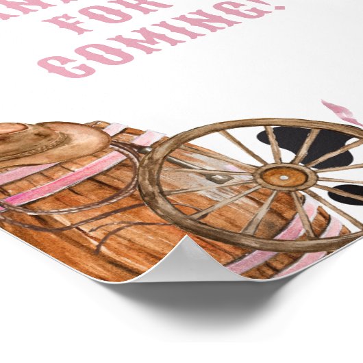 Western Cowgirl Baby shower Bedankt voor het komen Poster (Hoek)