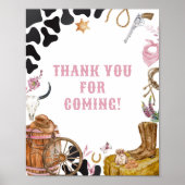 Western Cowgirl Baby shower Bedankt voor het komen Poster (Voorkant)