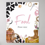 Western Cowgirl Baby shower Eten Poster (Voorkant)