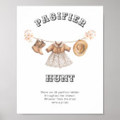Western Cowgirl Baby shower Fopspeen Hunt Poster (Voorkant)