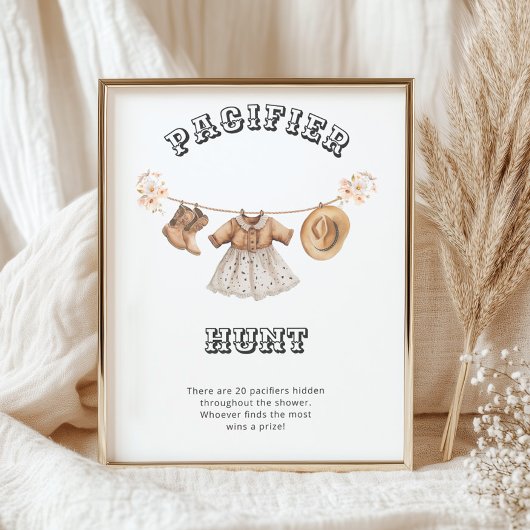 Western Cowgirl Baby shower Fopspeen Hunt Poster