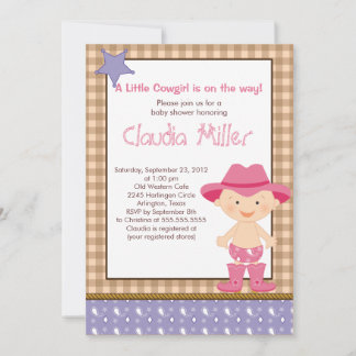Western Cowgirl Baby Shower Invitation Kaart