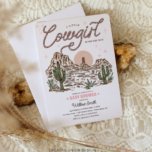 Western Cowgirl Baby shower Kaart