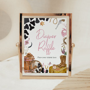Western Cowgirl Baby shower Luier Raffle Poster