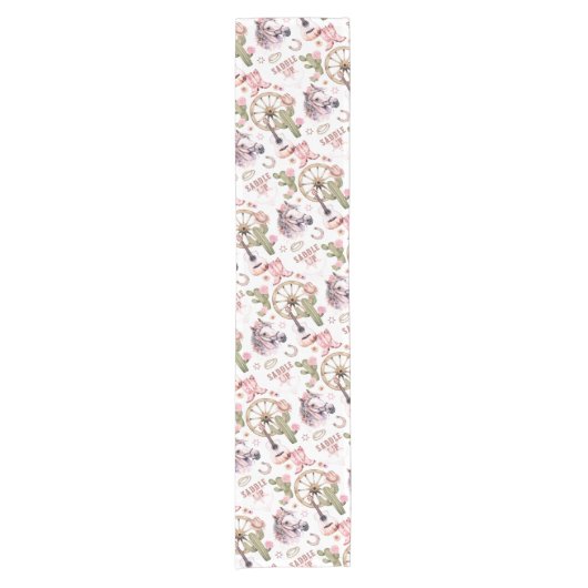 Western Cowgirl Baby shower Tafelloper – Roze (Voorkant)