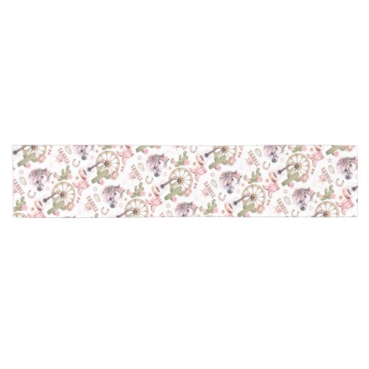 Western Cowgirl Baby shower Tafelloper – Roze (Horizontaal)