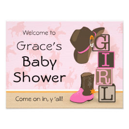 Western Cowgirl Baby shower teken Foto Afdruk