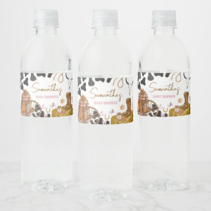 Western Cowgirl Baby shower Waterfles Etiket