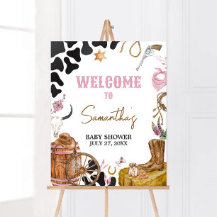 Western Cowgirl Baby shower Welkom Poster