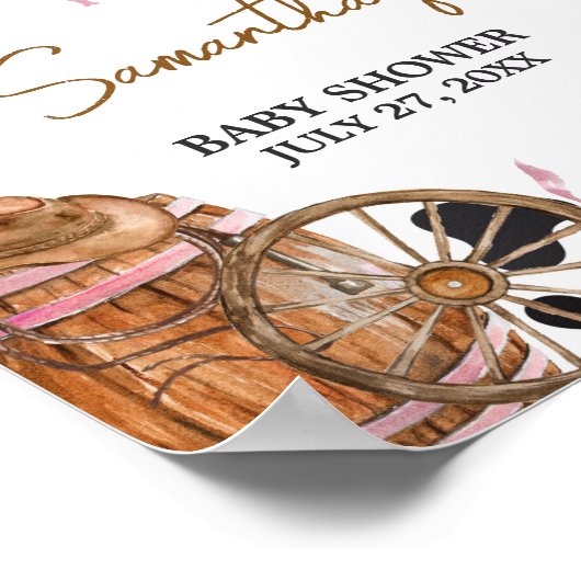 Western Cowgirl Baby shower Welkom Poster (Hoek)