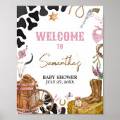 Western Cowgirl Baby shower Welkom Poster (Voorkant)