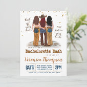 Western Cowgirl Bachelorette Vrijgezellenfeest Inv Kaart (Staand voorkant)