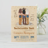 Western Cowgirl Bachelorette Vrijgezellenfeest Kaart (Staand voorkant)