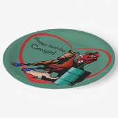 Western Cowgirl Barrel Racer Verjaardagsfeestje Bo Papieren Bordje (Gekanteld)