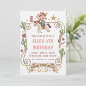 western cowgirl birthday invitations kaart (Staand voorkant)