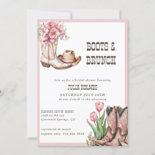 Western Cowgirl Bloemen Laarzen Vrijgezellenfeest Kaart