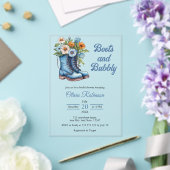 Western Cowgirl Blue Boots & Bubbly Bridal Shower Acryl Uitnodigingen (Insitu (Huwelijk))