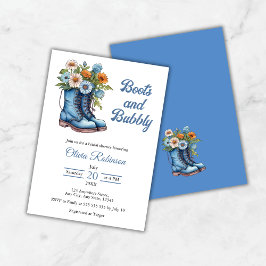 Western Cowgirl Blue Boots & Bubbly Bridal Shower  Kaart