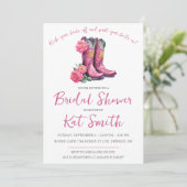 Western Cowgirl Boots and Flowers Vrijgezellenfees Kaart (Staand voorkant)