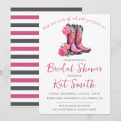 Western Cowgirl Boots and Flowers Vrijgezellenfees Kaart (Voorkant / Achterkant)