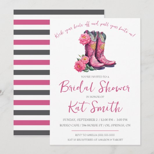 Western Cowgirl Boots and Flowers Vrijgezellenfees Kaart (Voorkant / Achterkant)