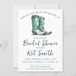 Western Cowgirl Boots and Flowers Vrijgezellenfees Kaart