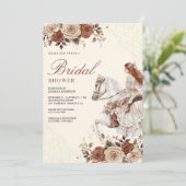 Western Cowgirl Bride Riding Horse Vrijgezellenfee Kaart (Staand voorkant)