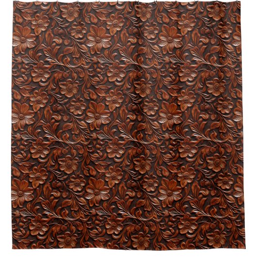 Western Cowgirl Bruin Bloemen Douchegordijn (Voorkant)