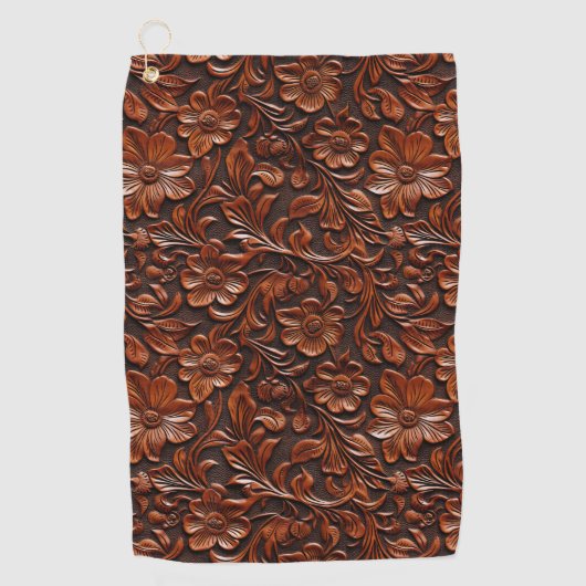 Western Cowgirl Bruin Bloemen Golfhanddoek (Voorkant)