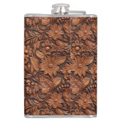 Western Cowgirl Bruin Bloemen Heupfles (Achterkant)