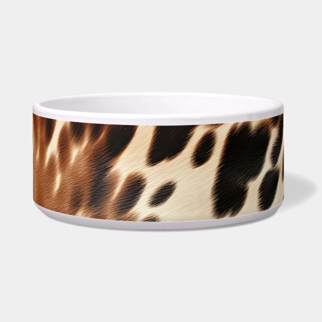 Western cowgirl bruin wit Koeienhuid Voerbakje (Voorkant)