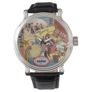  western cowgirl collage horloge