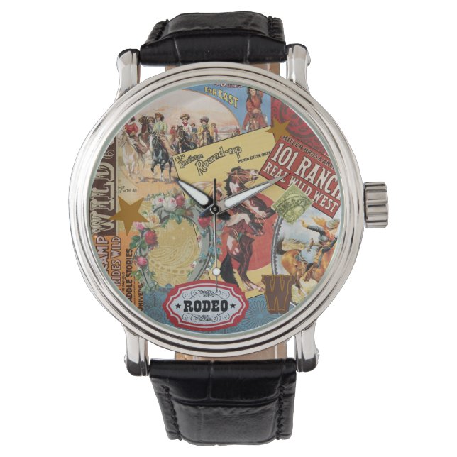  western cowgirl collage horloge (Voorkant)