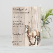 Western Cowgirl Cowboy Horse Faux Wood Birthday Kaart (Staand voorkant)
