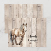 Western Cowgirl Cowboy Horse Faux Wood Briefkaart (Voorkant / Achterkant)