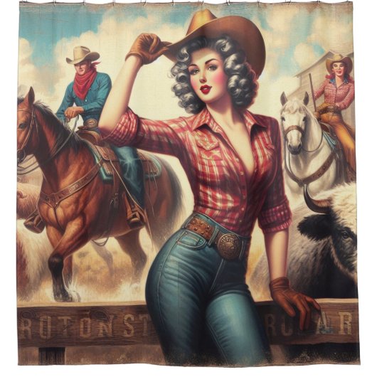  Western Cowgirl Douchegordijn (Voorkant)